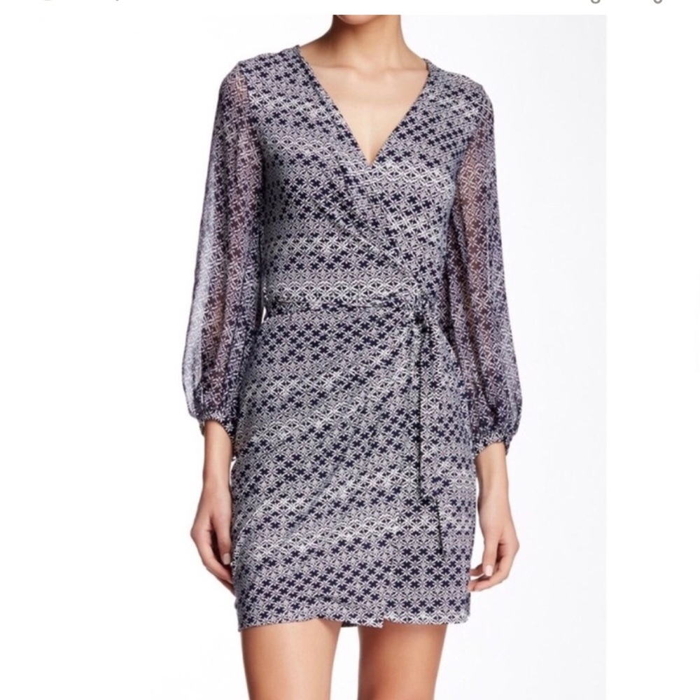 Diane Von Furstenberg Sigourney Wrap Dress Navy Floral